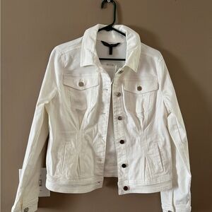White House Black Market white denim jacket L